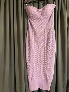 JLUXLABEL Blush Cable-Knit Midi Bodycon Dress